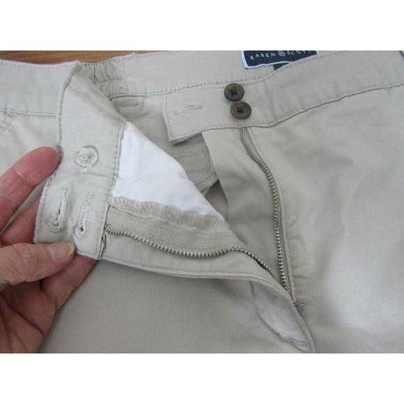 KAREN SCOTT, WOMEN'S NEW STONE COTTON BL REGULAR FIT WOVEN CAPRI, SIZE 14 - Picture 2 of 2